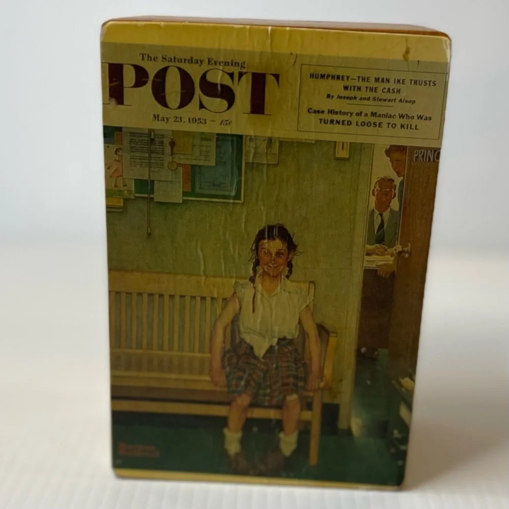 Wooden Jewelry Box Vintage Norman Rockwell Print Lacquered Cedar?